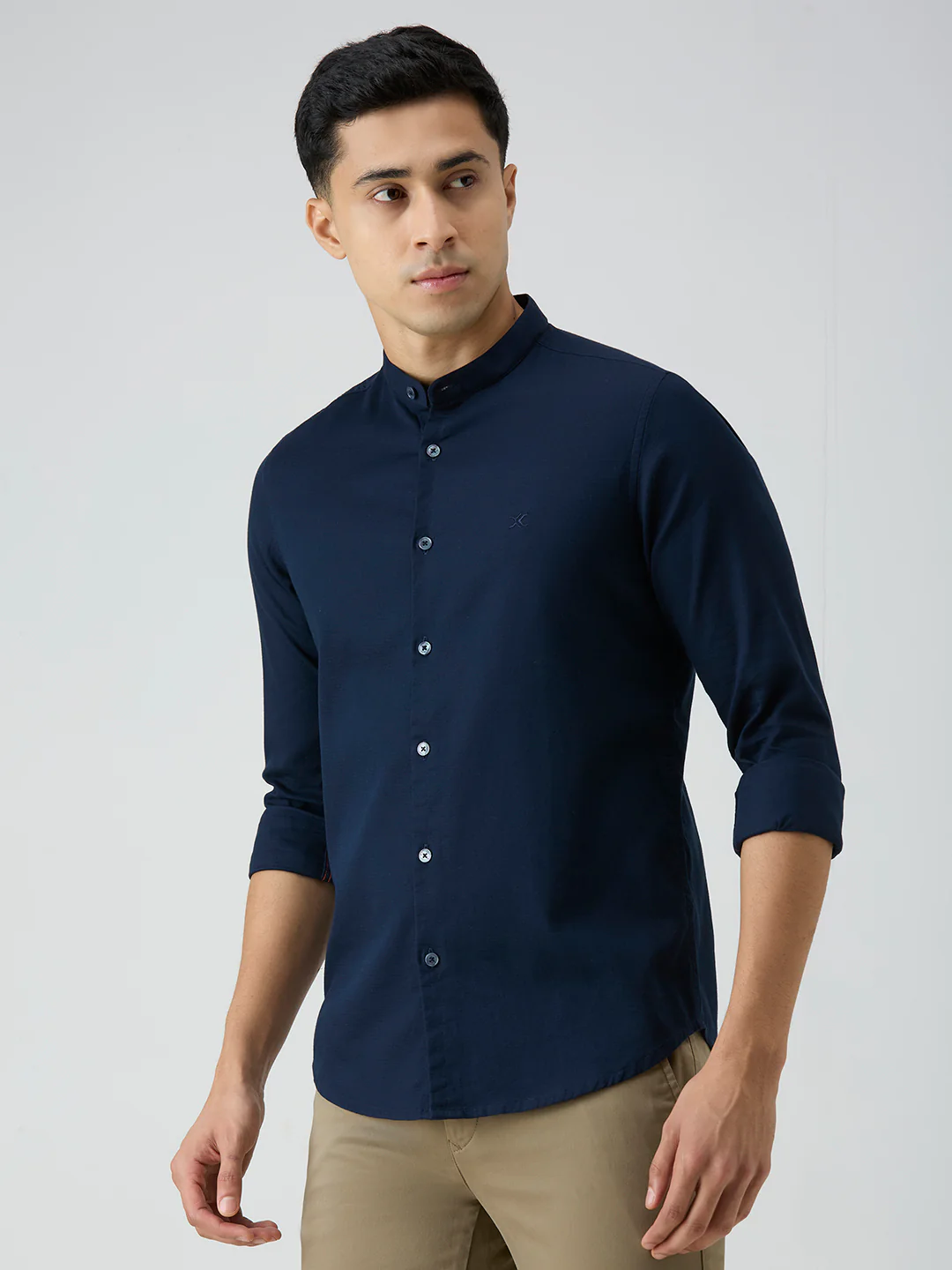 Men's Navy Blue Printed Slim Fit Shirts - Image 4