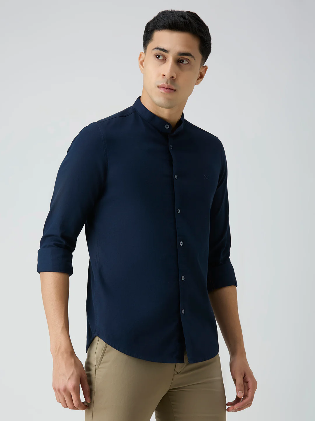 Men's Navy Blue Printed Slim Fit Shirts - Image 5