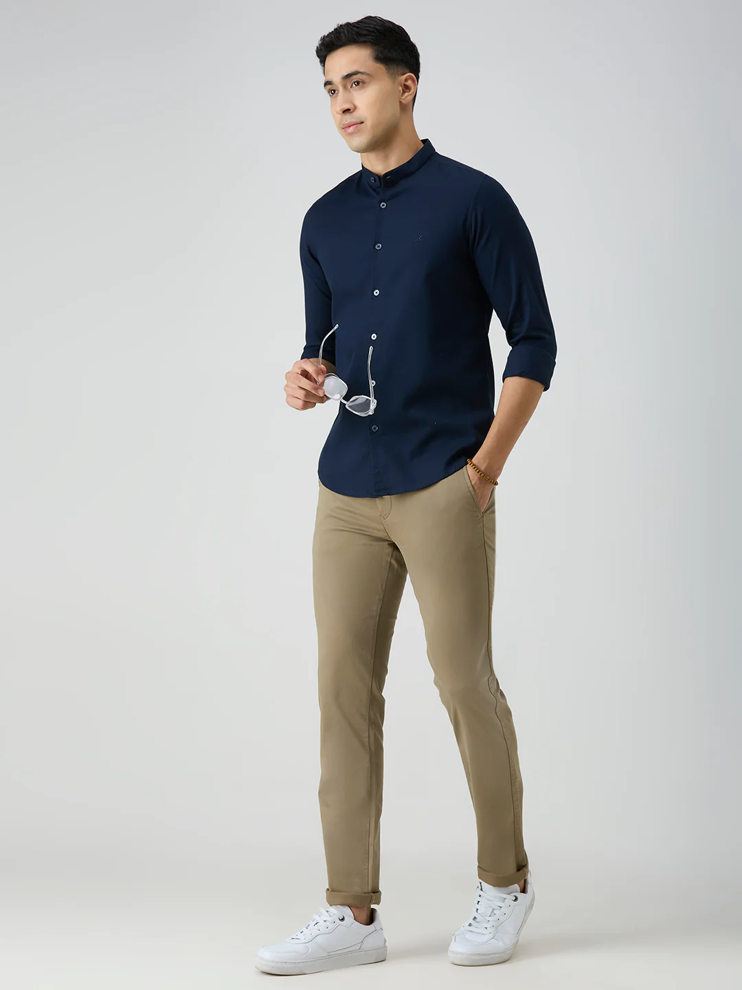 Men's Navy Blue Printed Slim Fit Shirts - Image 7