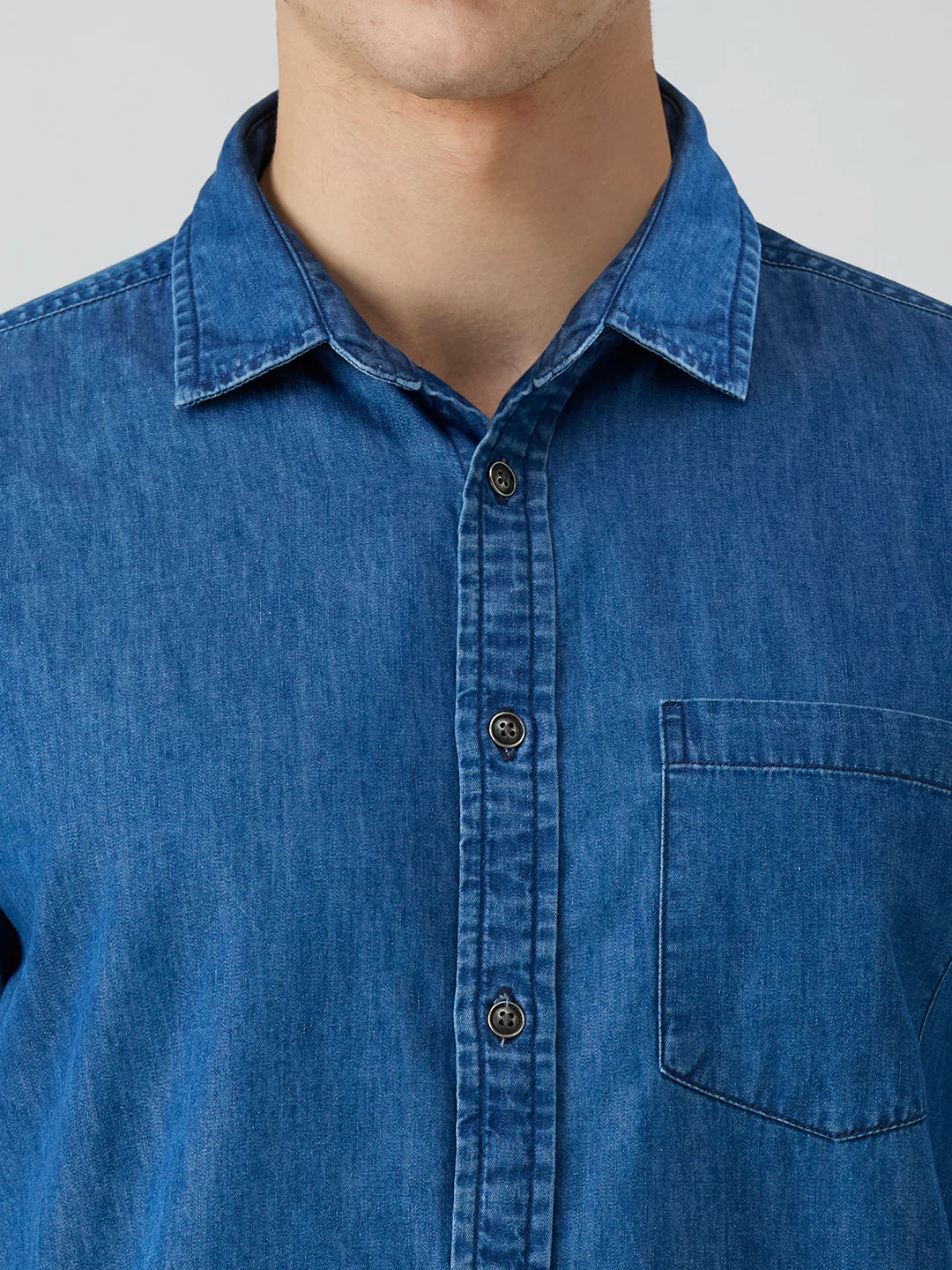 Men's Navy Blue Solid Slim Fit Shirts - Image 7