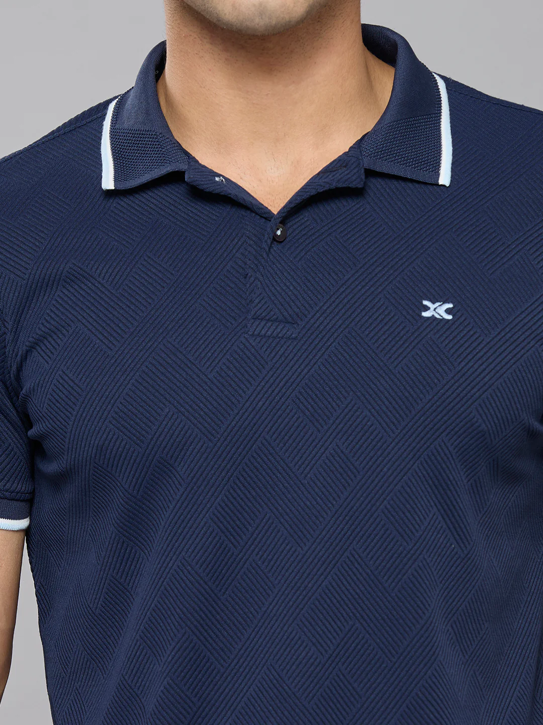 Men's Navy Solid Slim Fit T-Shirts - Image 5