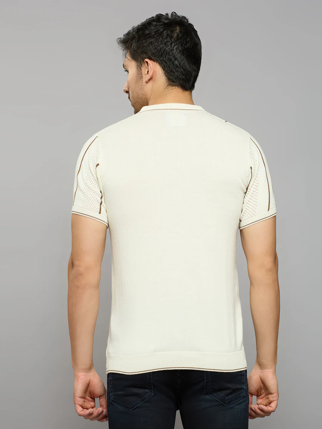 Men's Off White Striped Flat Knits - Image 6