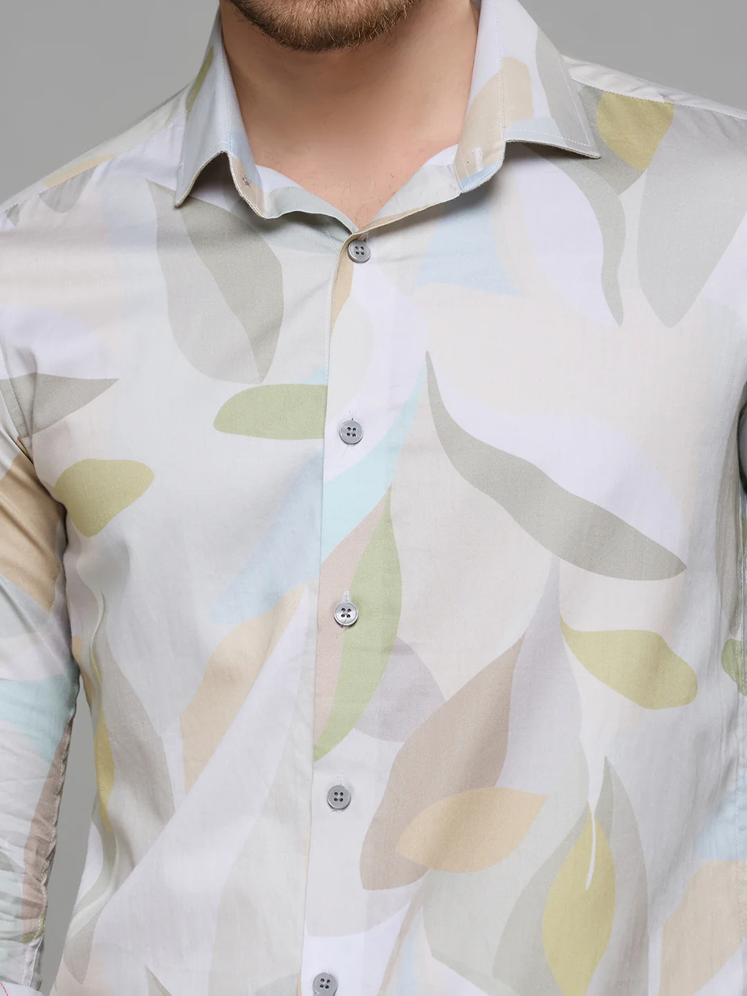 Men's Olive Printed Slim Fit Shirts - Image 7