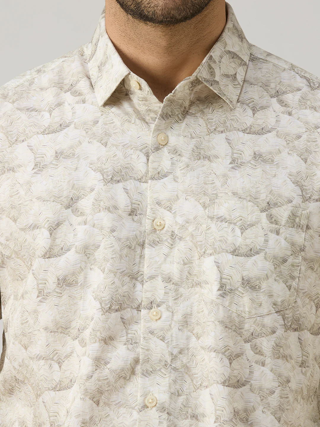 Men's Olive Printed Slim Fit Shirts - Image 7