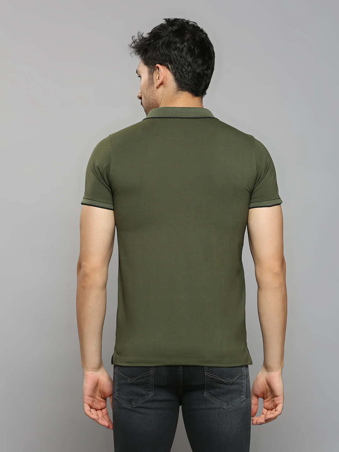 Men's Olive Printed Slim Fit T-Shirts - Image 4