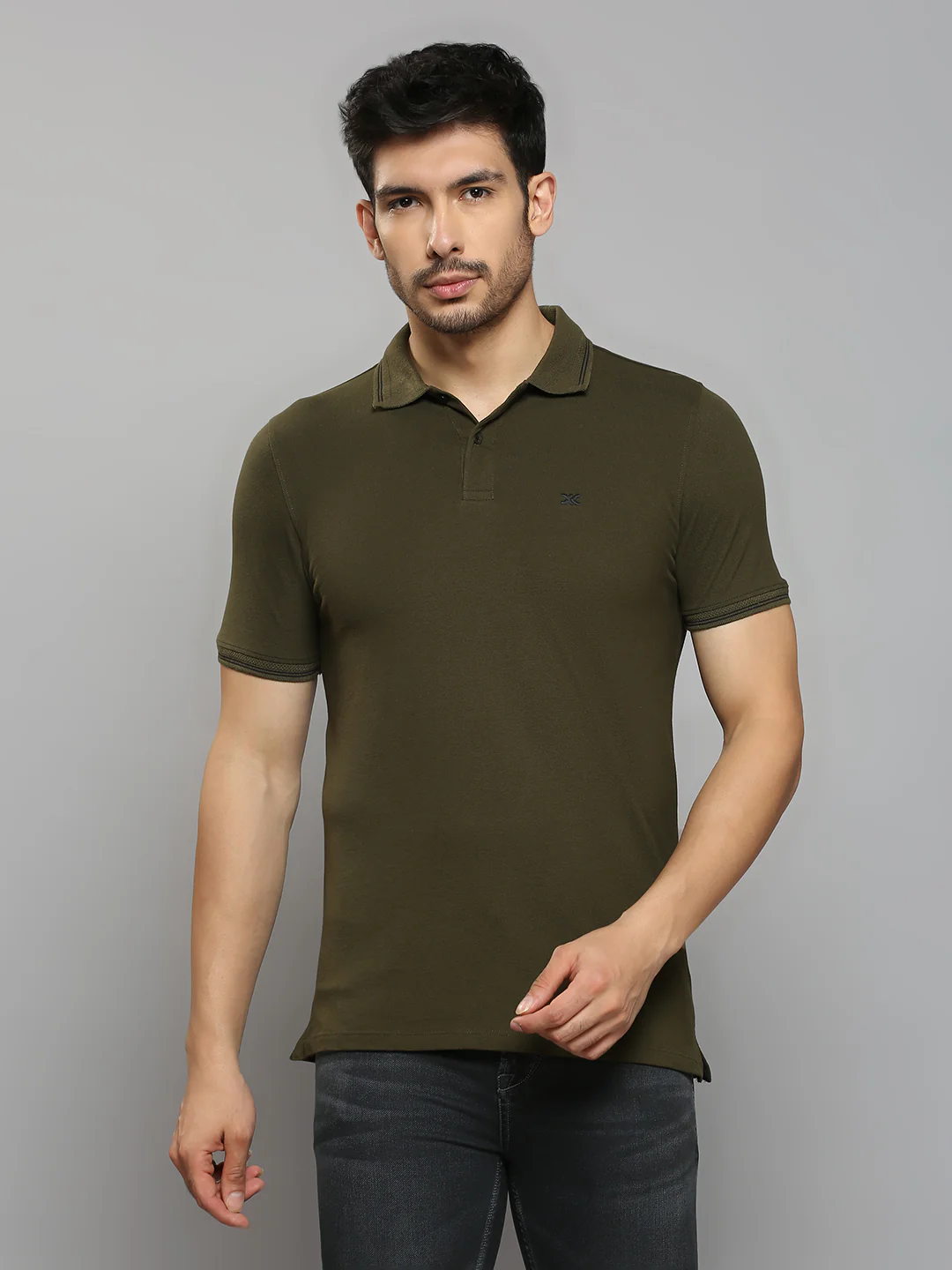 Men's Olive Printed Slim Fit T-Shirts