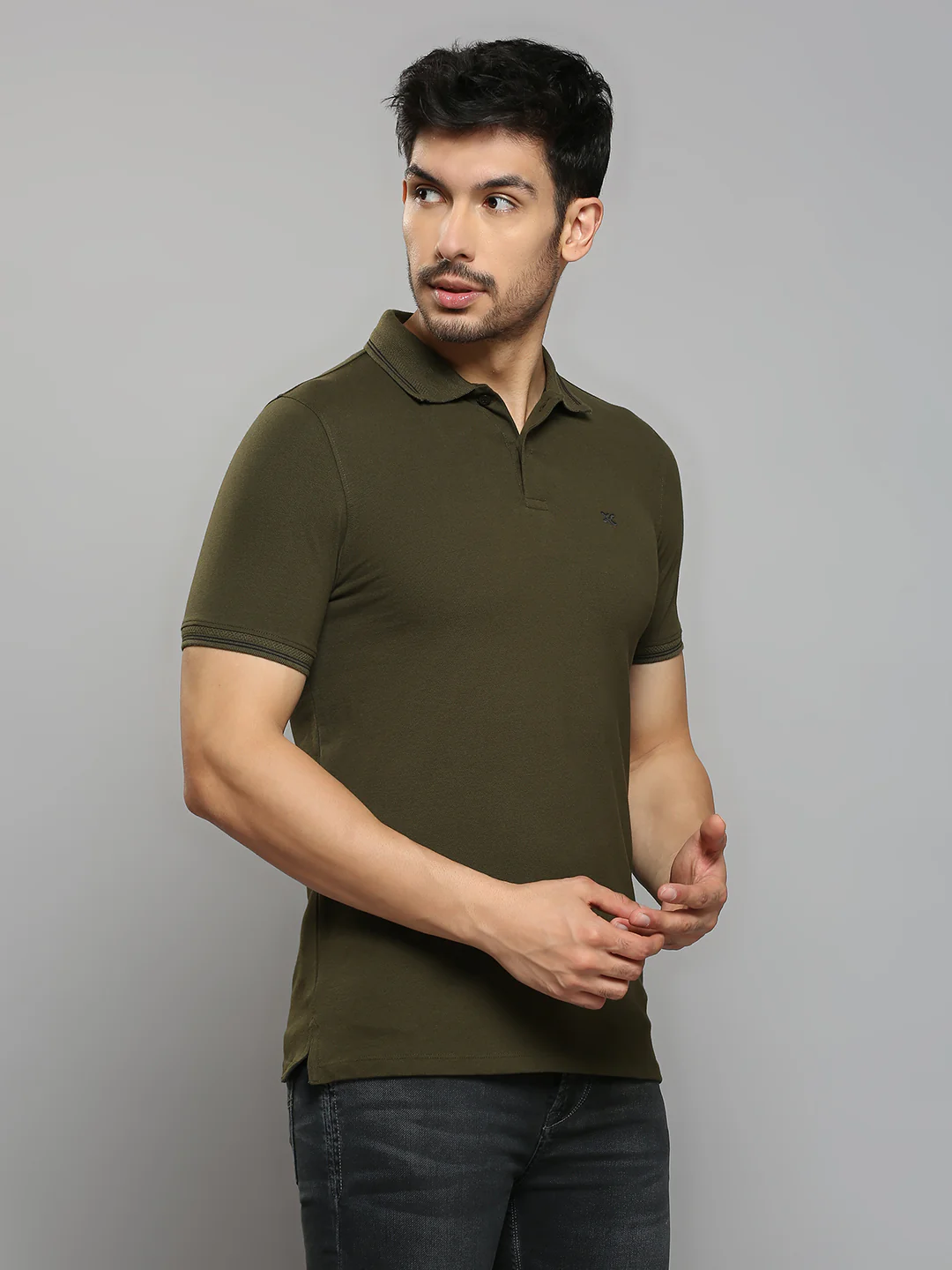 Men's Olive Printed Slim Fit T-Shirts - Image 3