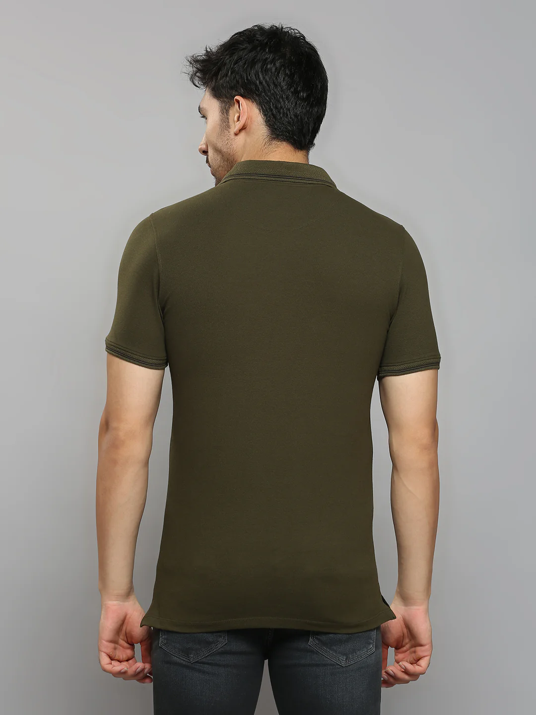 Men's Olive Printed Slim Fit T-Shirts - Image 4