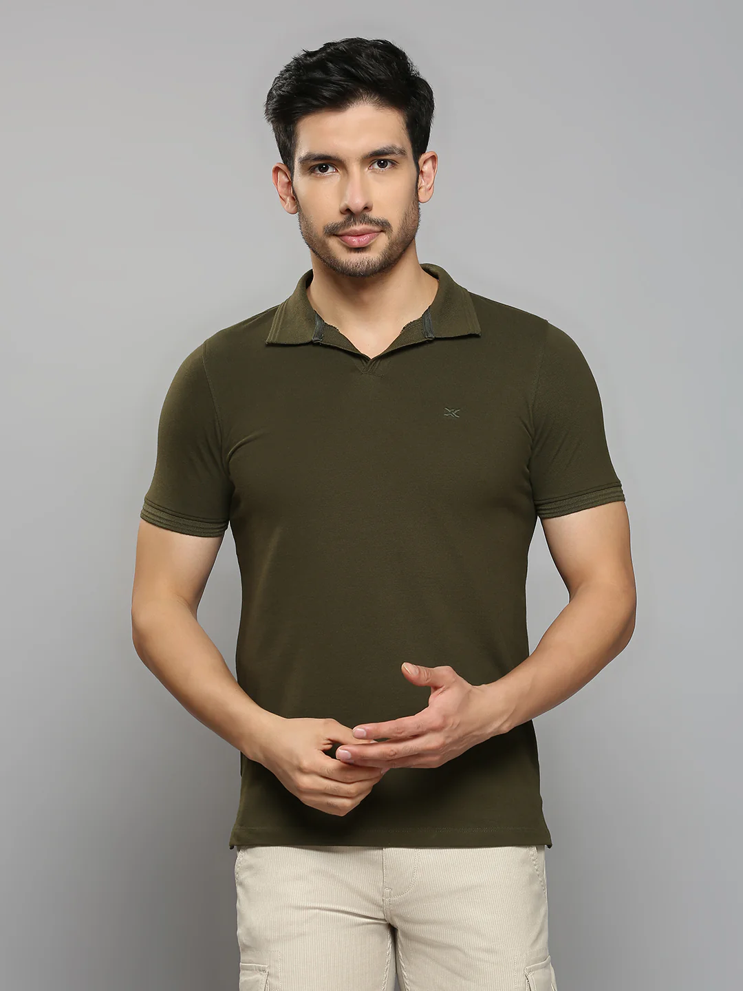 Men's Olive Printed Slim Fit T-Shirts