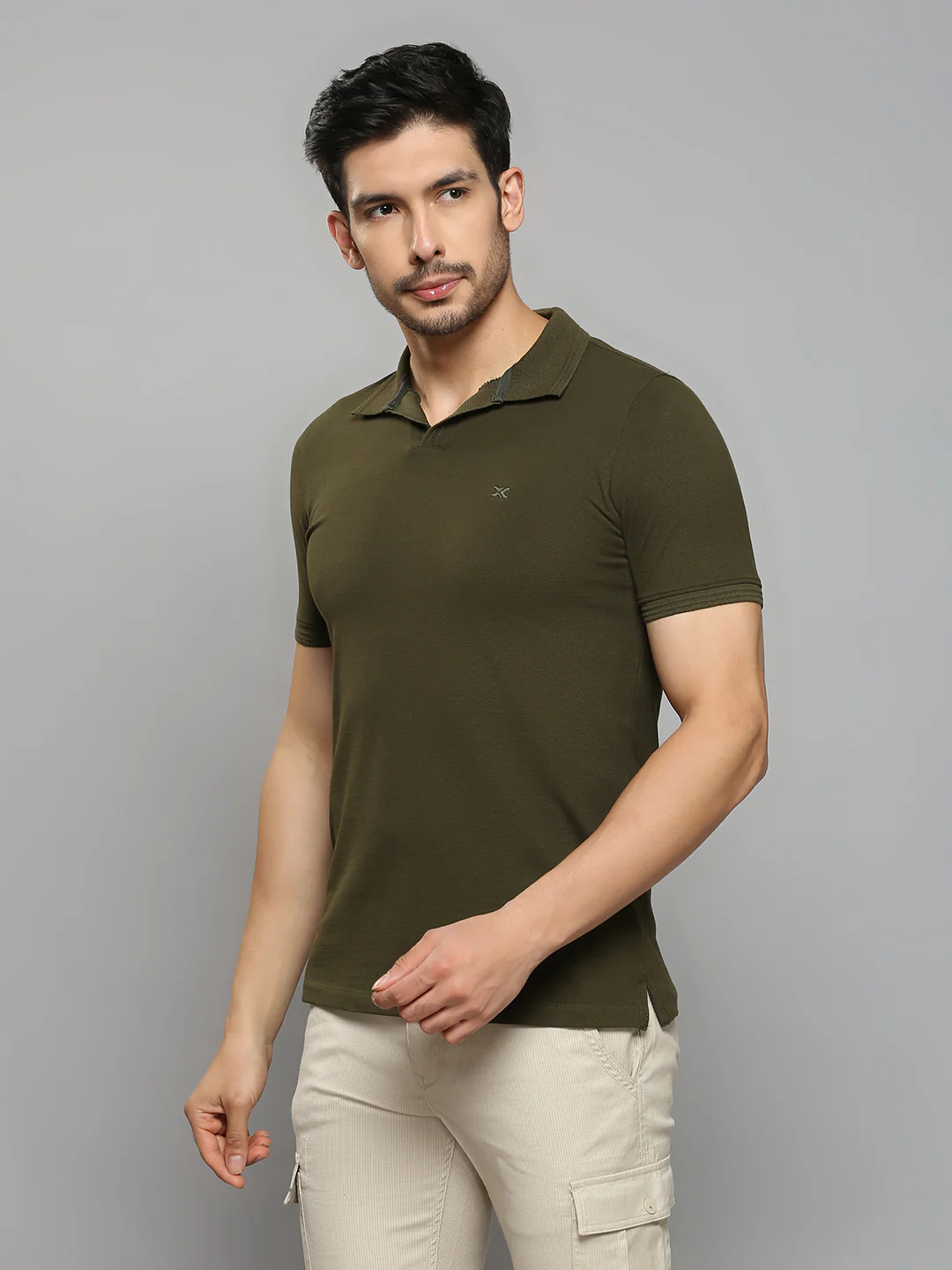 Men's Olive Printed Slim Fit T-Shirts - Image 2