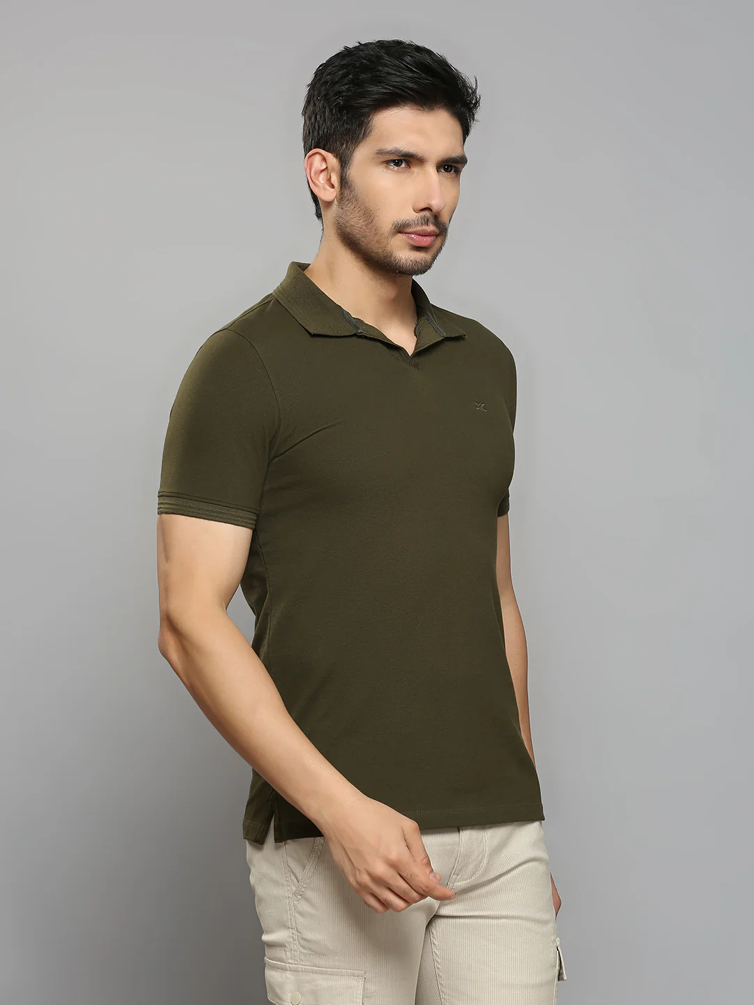 Men's Olive Printed Slim Fit T-Shirts - Image 3