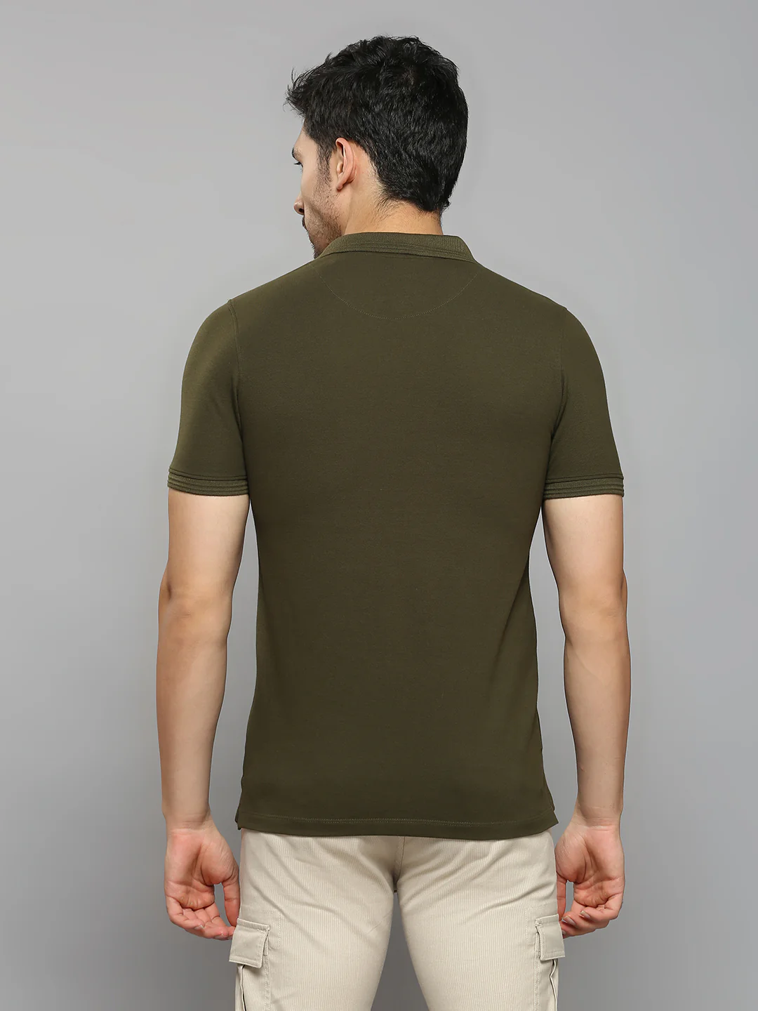 Men's Olive Printed Slim Fit T-Shirts - Image 4
