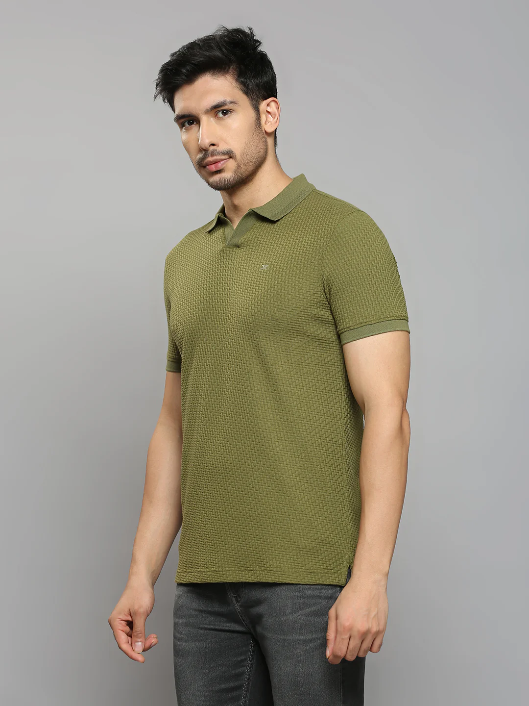 Men's Olive Printed Slim Fit T-Shirts - Image 2