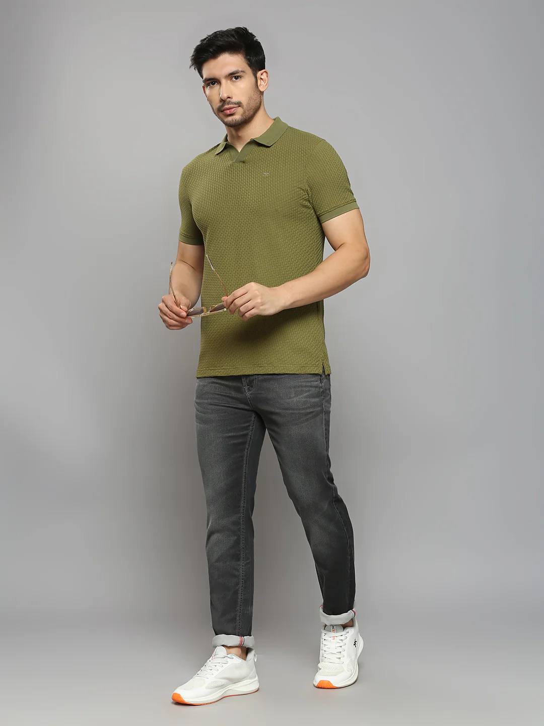 Men's Olive Printed Slim Fit T-Shirts - Image 6