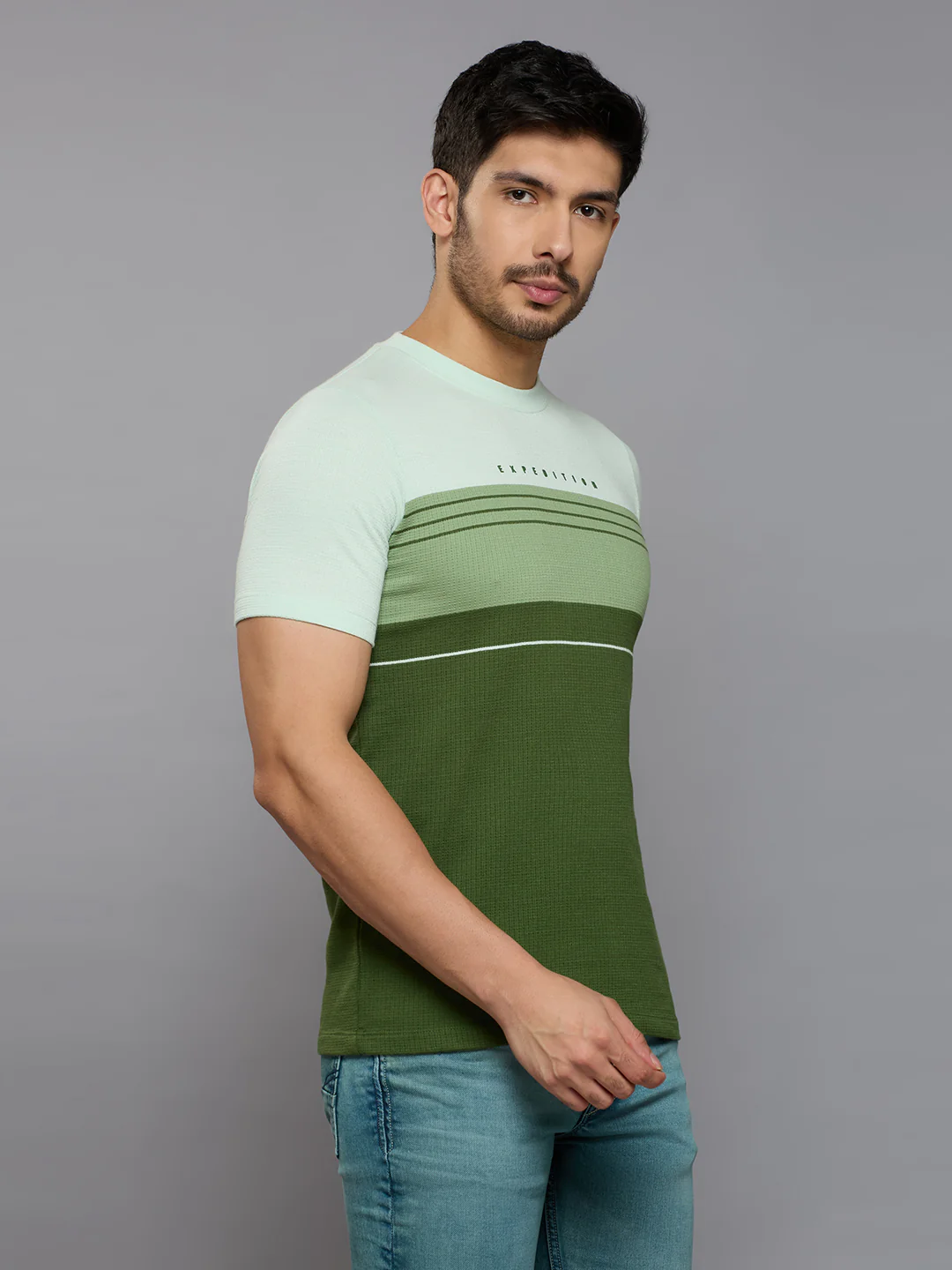 Men's Olive Printed Slim Fit T-Shirts - Image 3