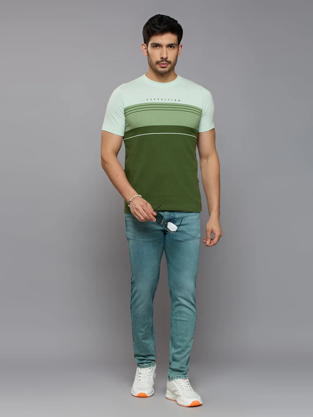 Men's Olive Printed Slim Fit T-Shirts - Image 6