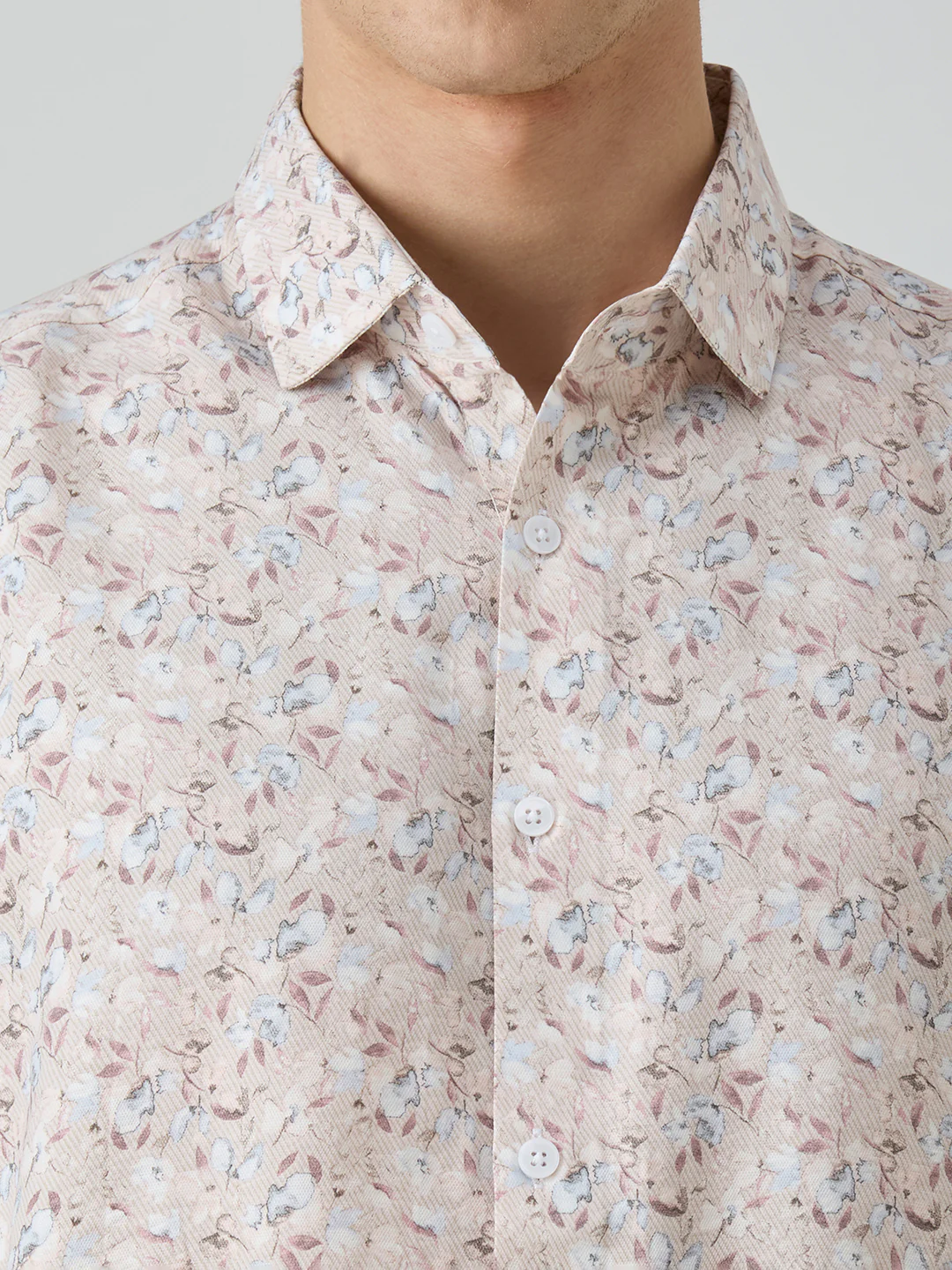 Men's Peach Printed Slim Fit Shirts - Image 7