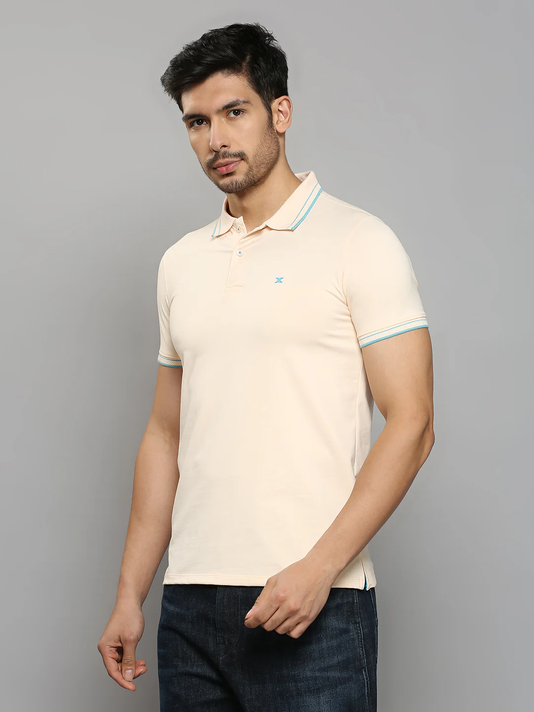 Men's Peach Printed Slim Fit T-Shirts - Image 2
