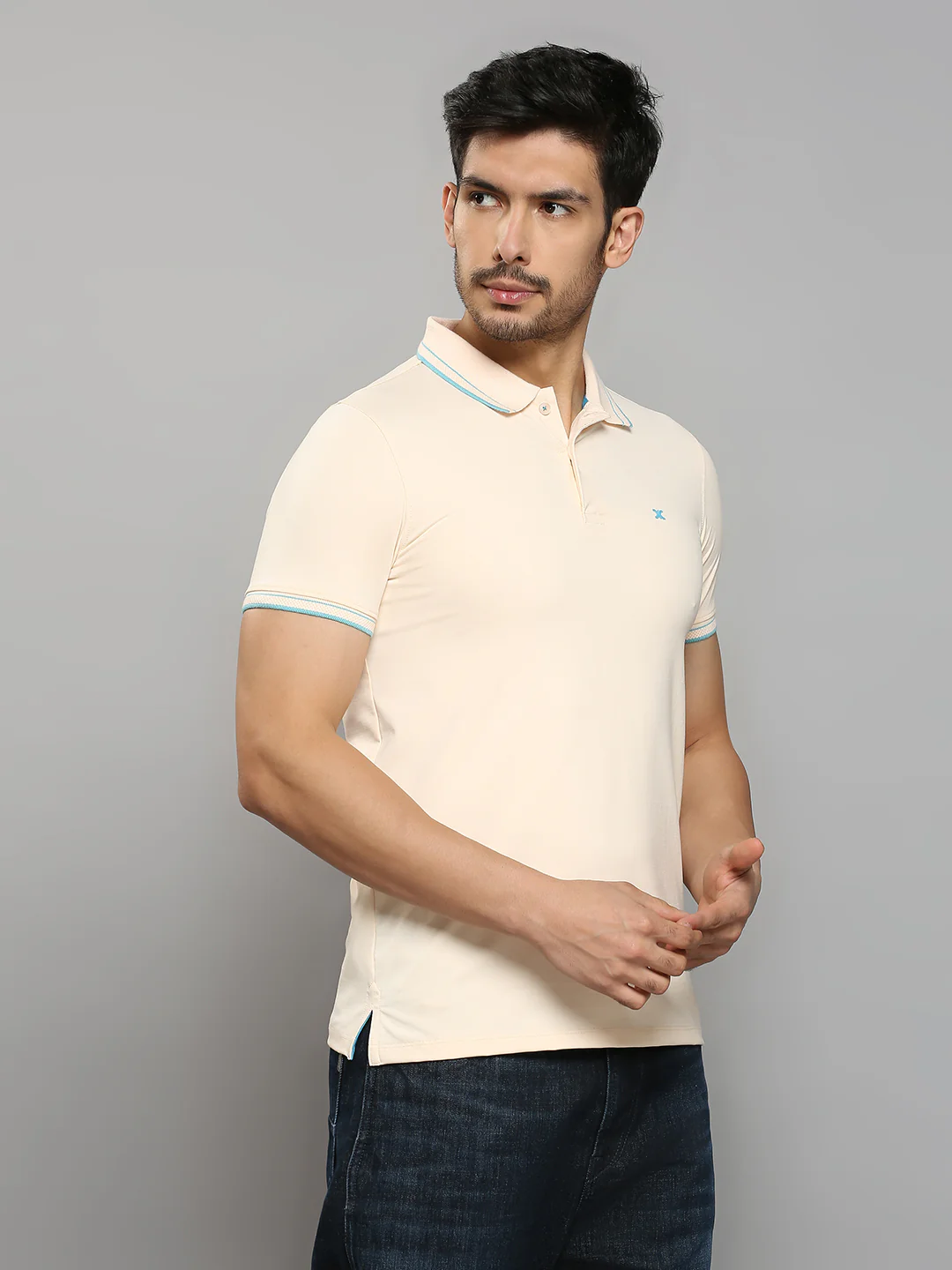 Men's Peach Printed Slim Fit T-Shirts - Image 3