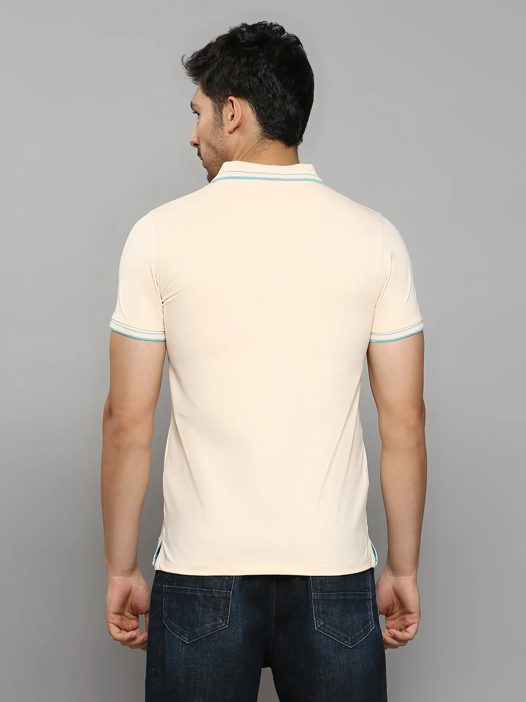Men's Peach Printed Slim Fit T-Shirts - Image 4