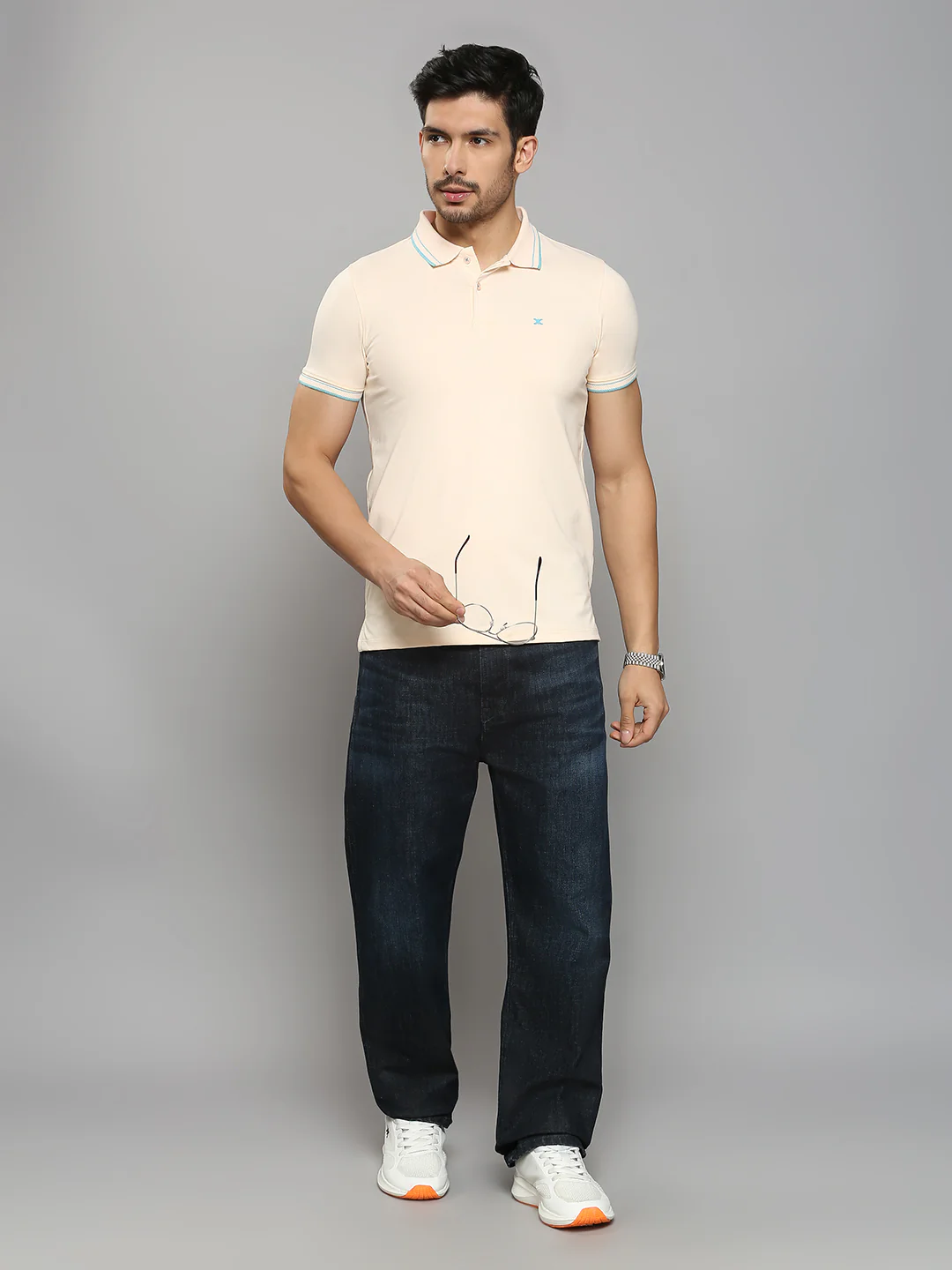 Men's Peach Printed Slim Fit T-Shirts - Image 6