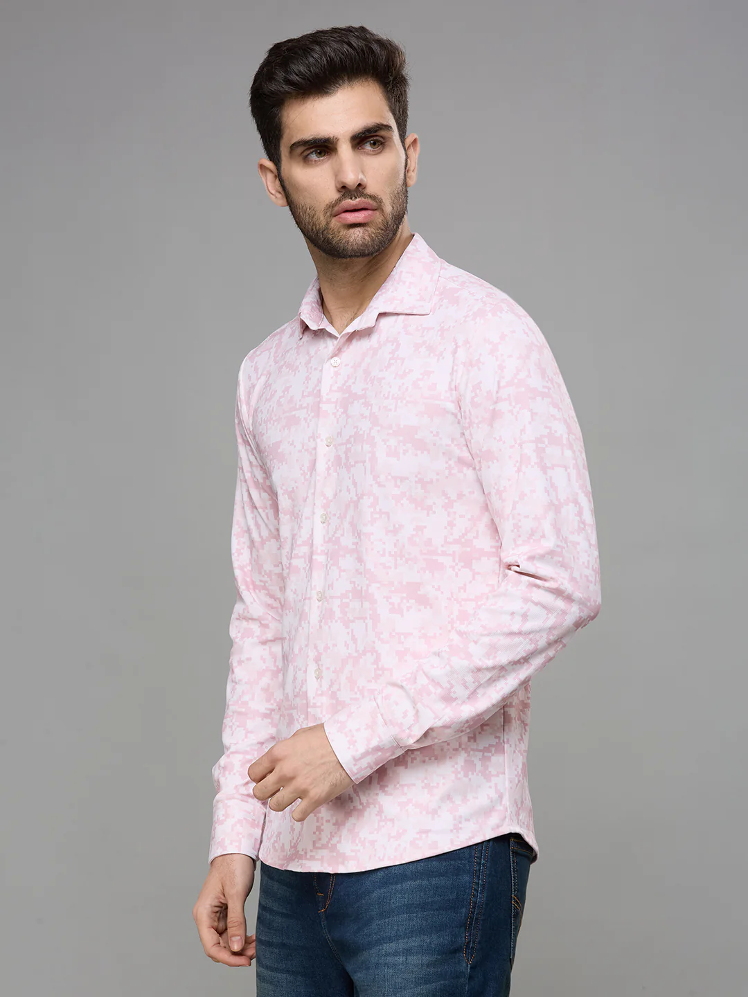 Men's Peach Printed Straight Fit - Image 4