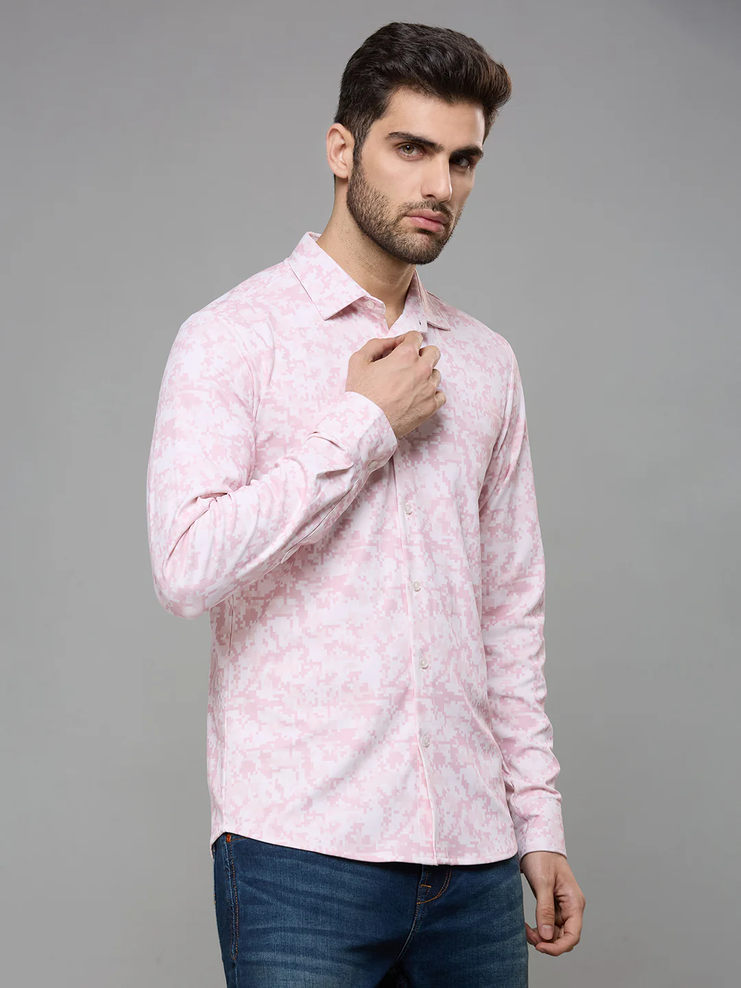 Men's Peach Printed Straight Fit - Image 5