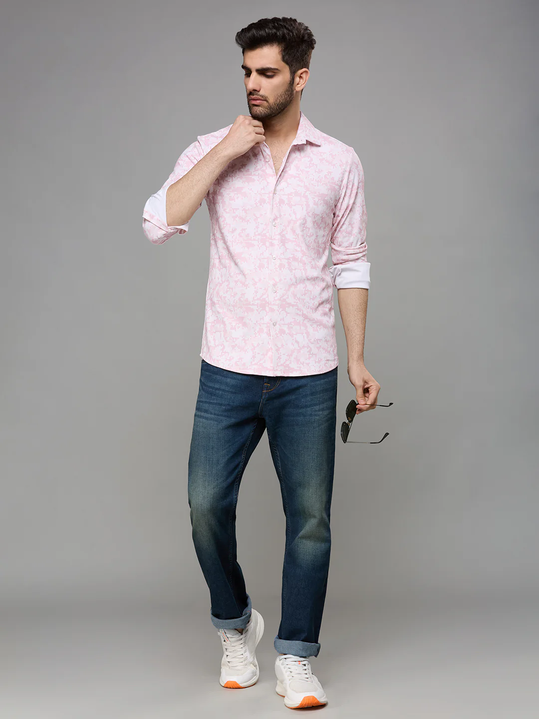 Men's Peach Printed Straight Fit - Image 8