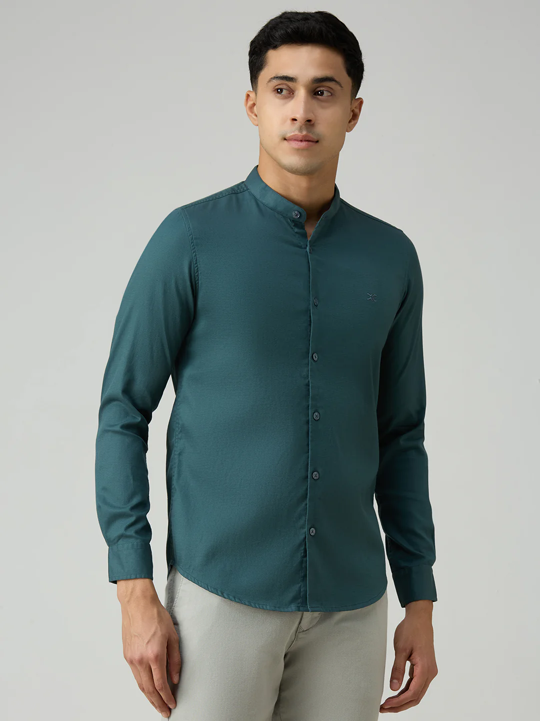 Men's Petrol Printed Slim Fit Shirts - Image 5