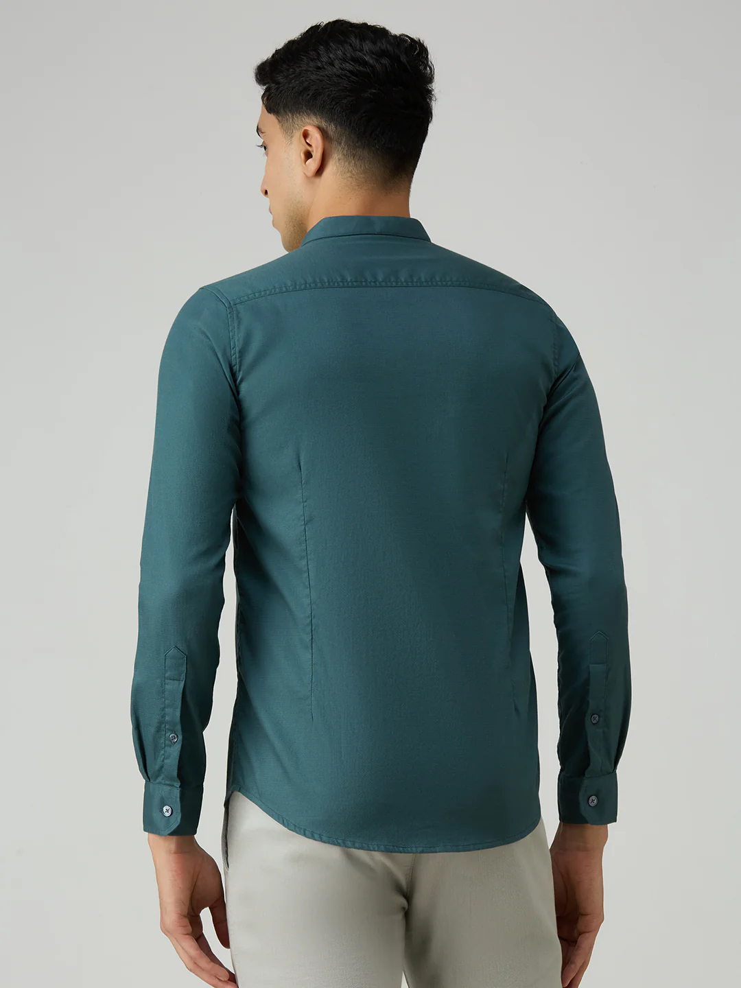 Men's Petrol Printed Slim Fit Shirts - Image 6