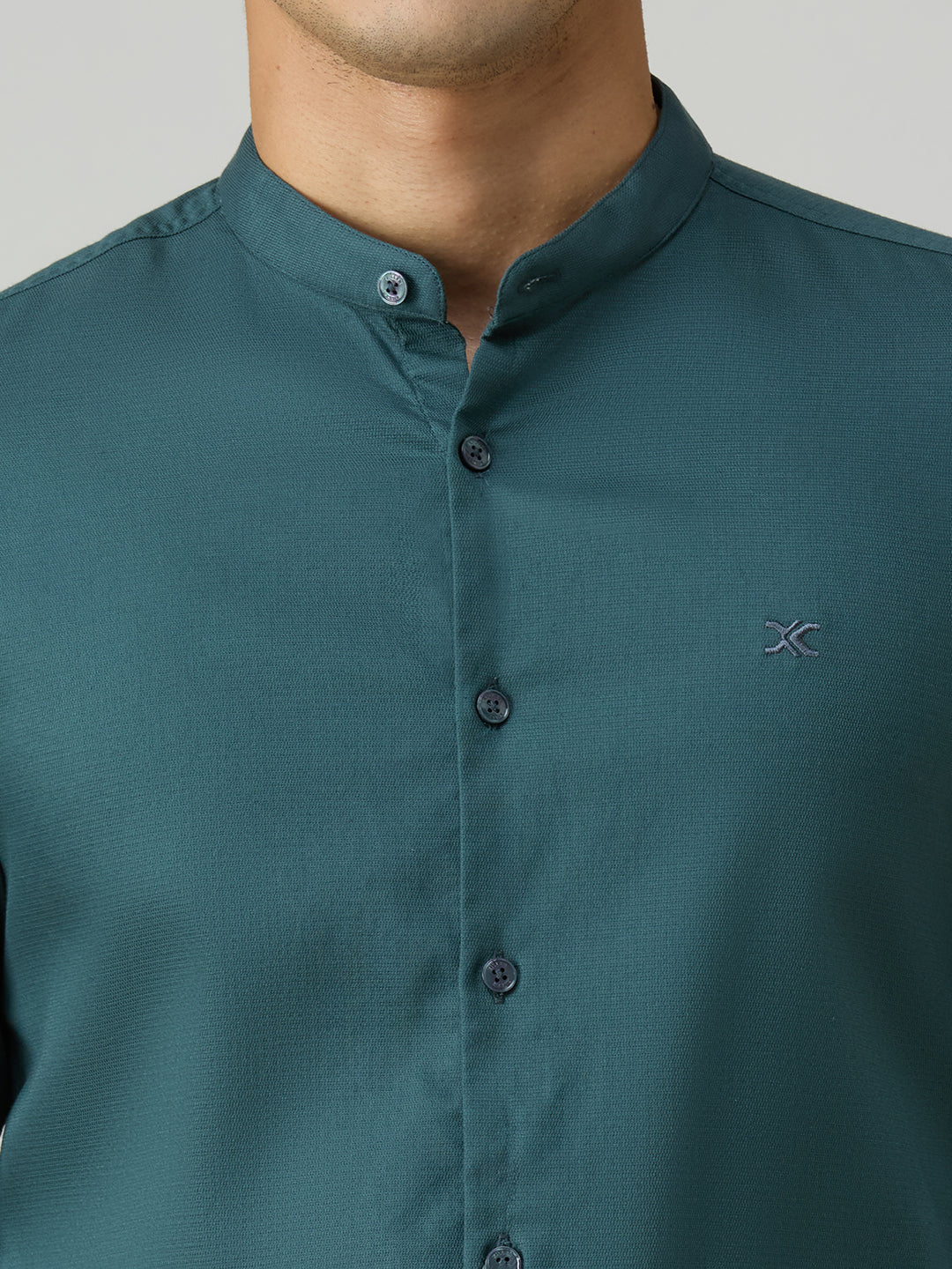 Men's Petrol Printed Slim Fit Shirts - Image 7