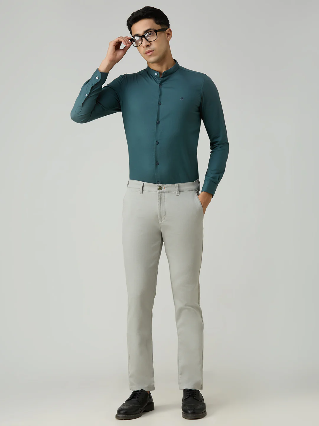 Men's Petrol Printed Slim Fit Shirts - Image 8