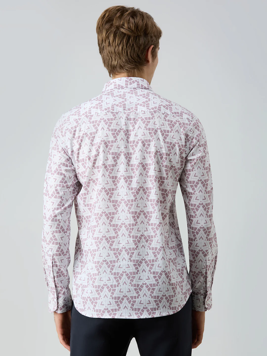 Men's Pink Printed Slim Fit Shirts - Image 6