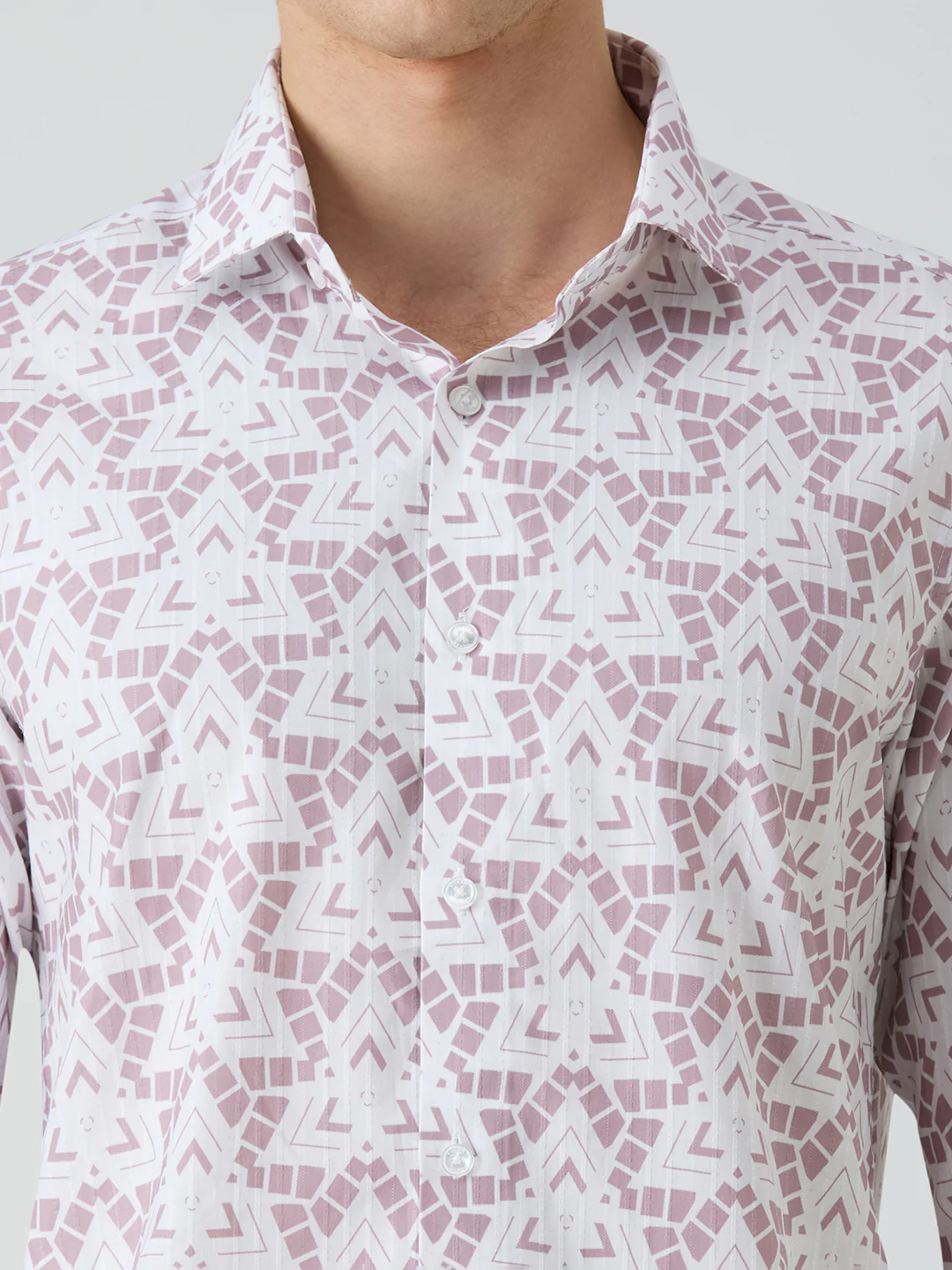 Men's Pink Printed Slim Fit Shirts - Image 7