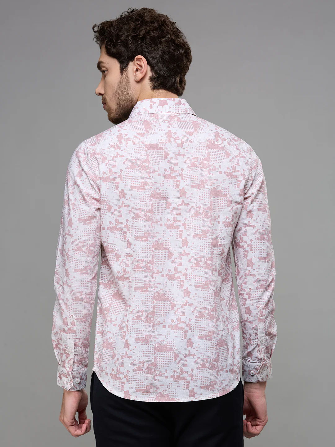 Men's Pink Printed Slim Fit Shirts - Image 6
