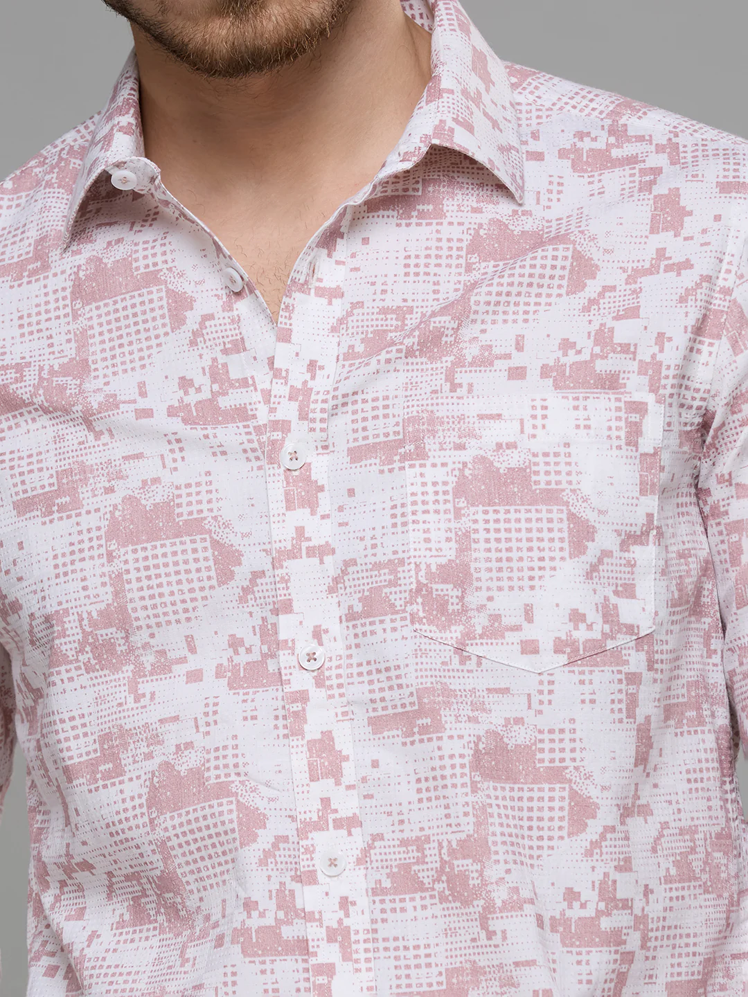 Men's Pink Printed Slim Fit Shirts - Image 7