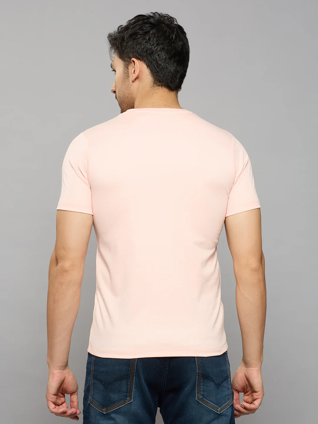Men's Pink Printed Slim Fit T-Shirts - Image 4