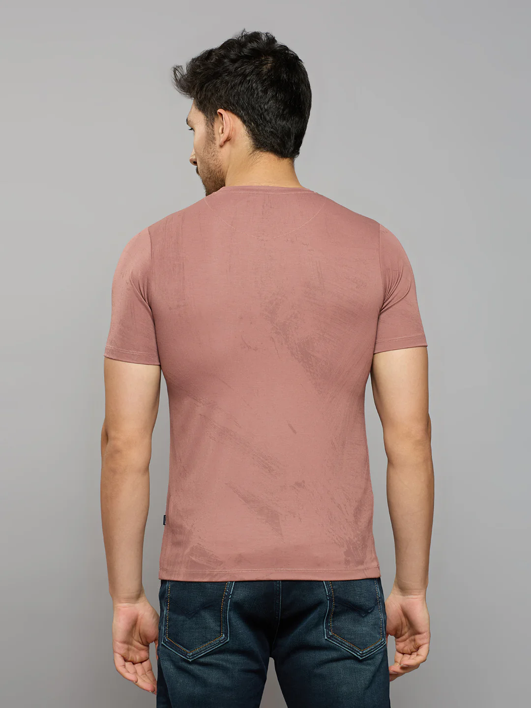 Men's Pink Printed Slim Fit T-Shirts - Image 4
