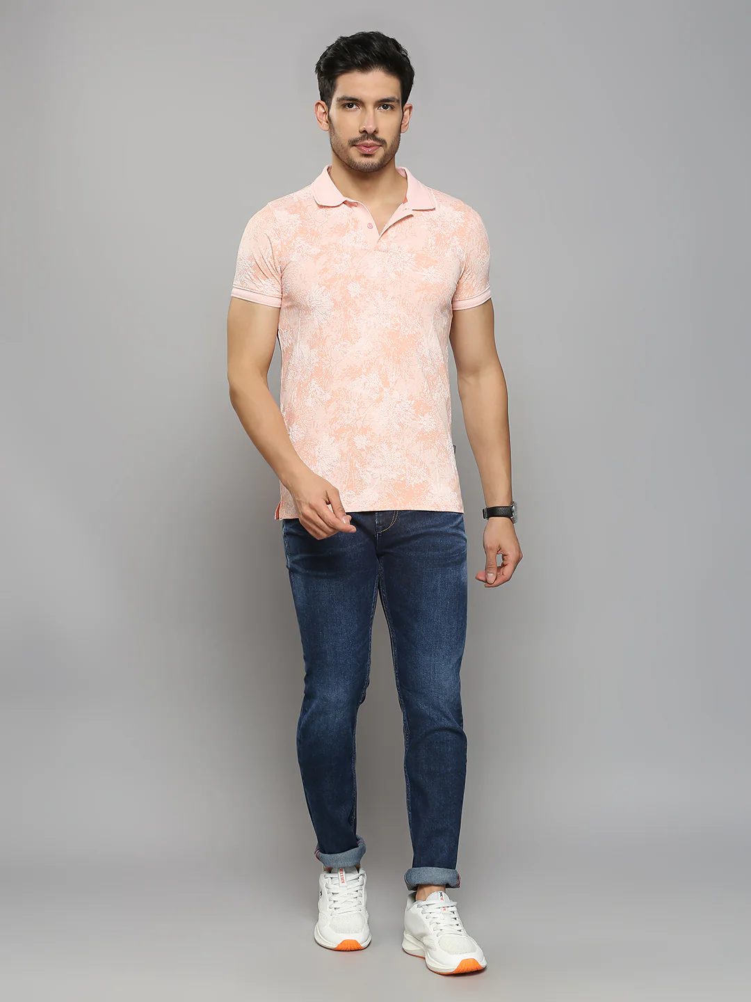 Men's Pink Printed Slim Fit T-Shirts - Image 6