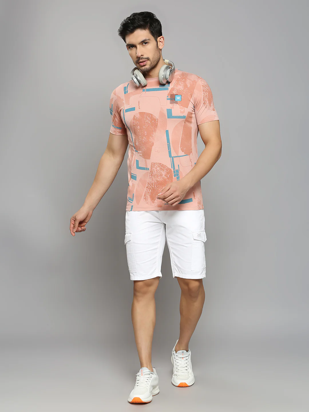 Men's Pink Printed Slim Fit T-Shirts - Image 6
