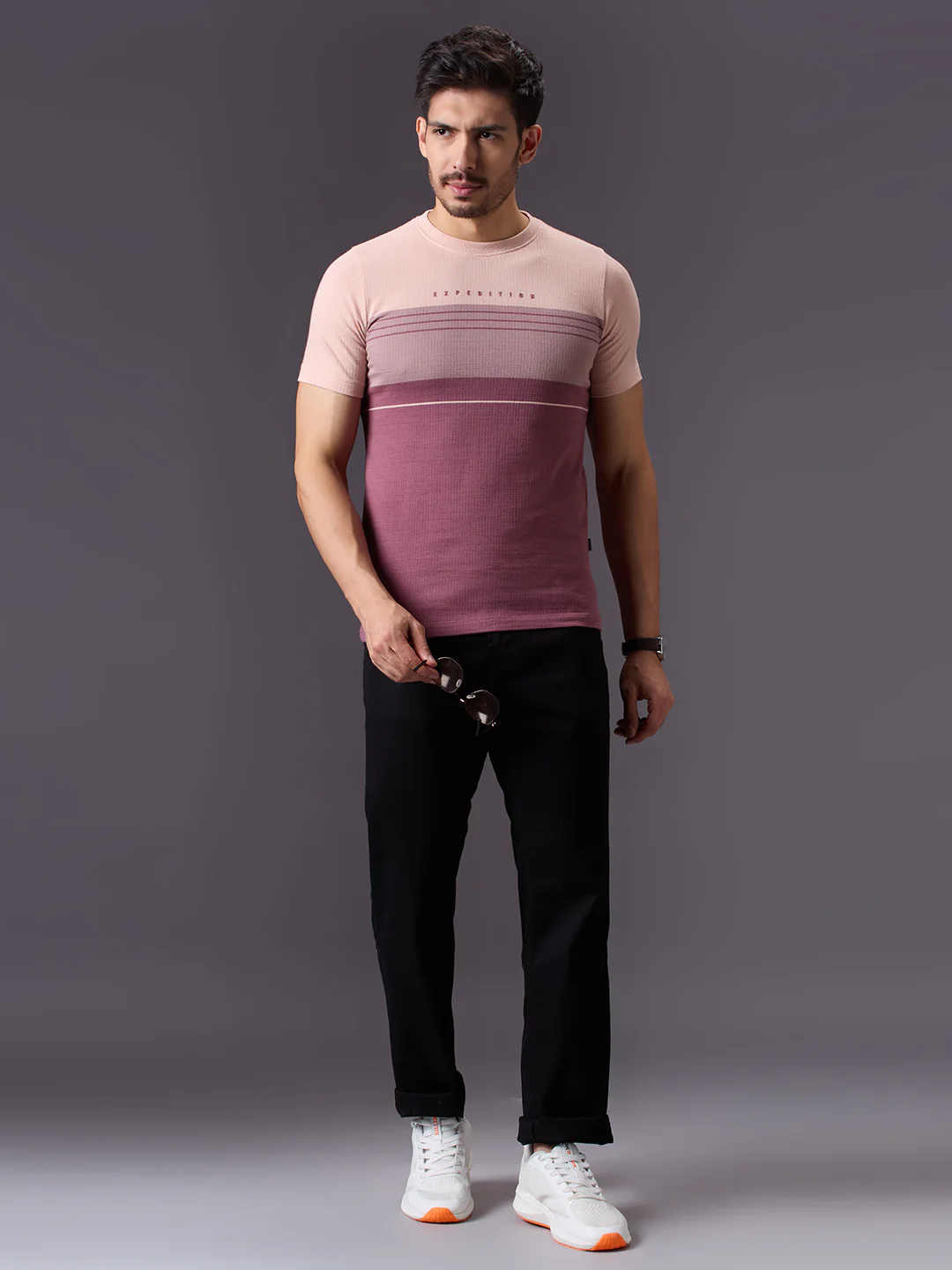 Men's Pink Printed Slim Fit T-Shirts - Image 6