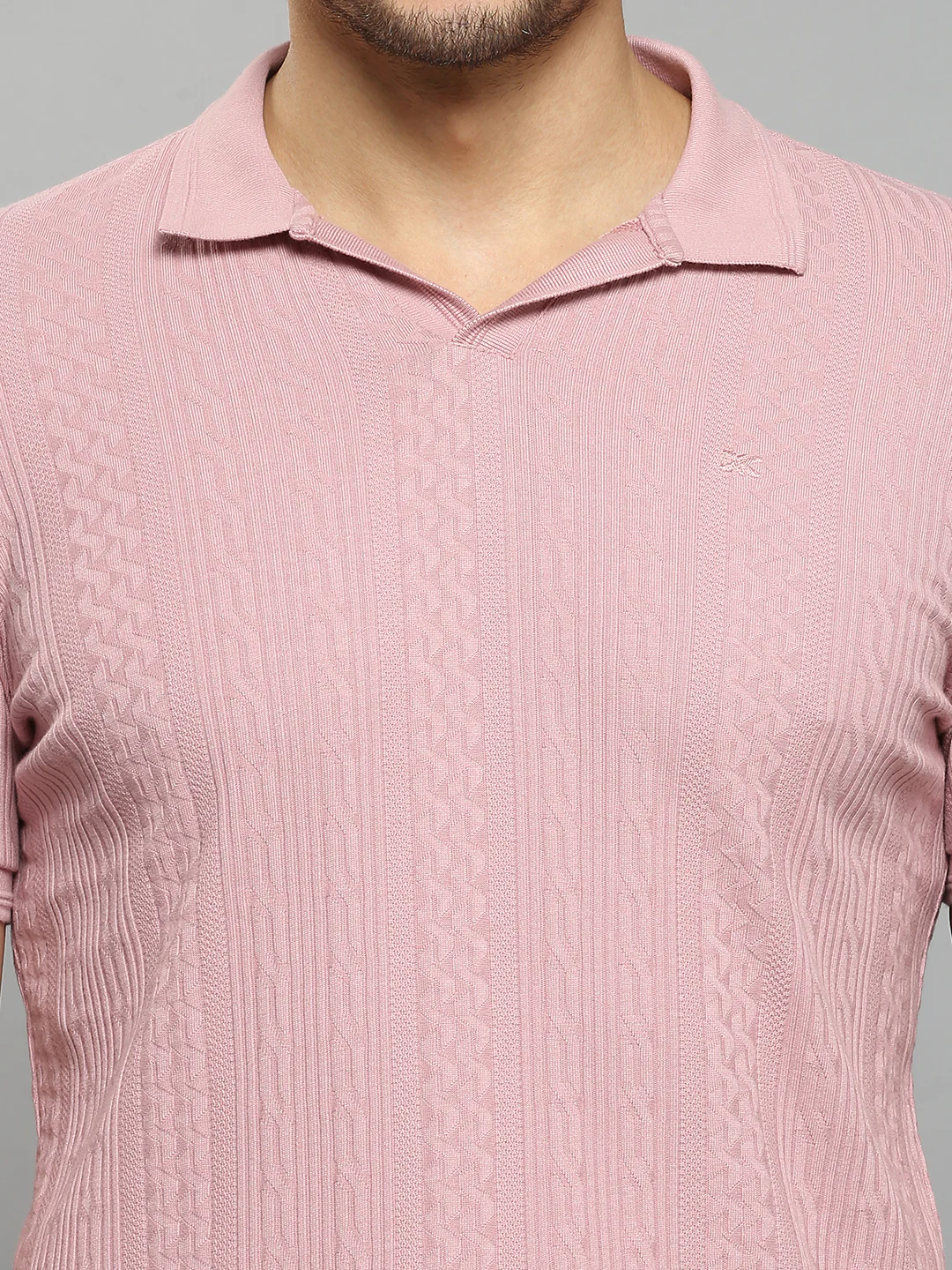 Men's Pink Solid Slim Fit T-Shirts - Image 5