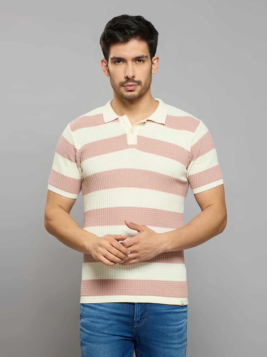 Men's Pink Striped Flat Knits - Image 3