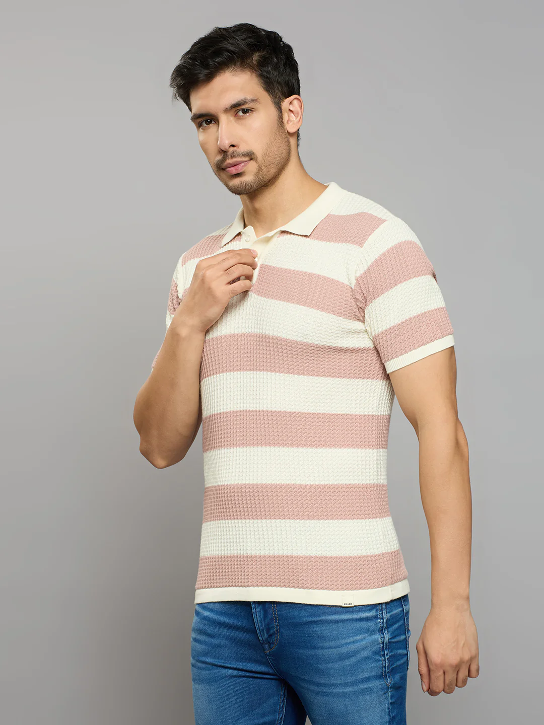 Men's Pink Striped Flat Knits - Image 4
