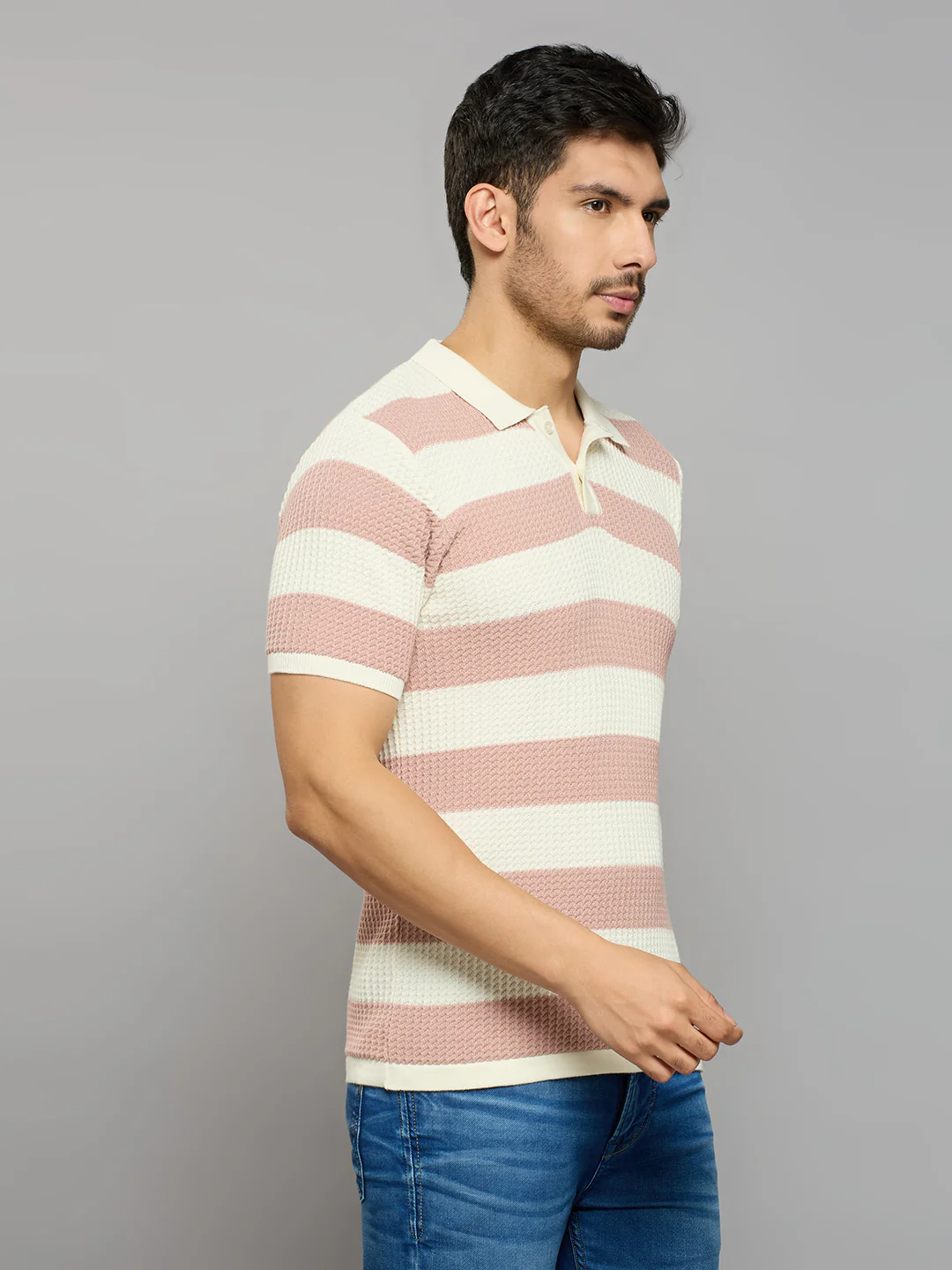 Men's Pink Striped Flat Knits - Image 5