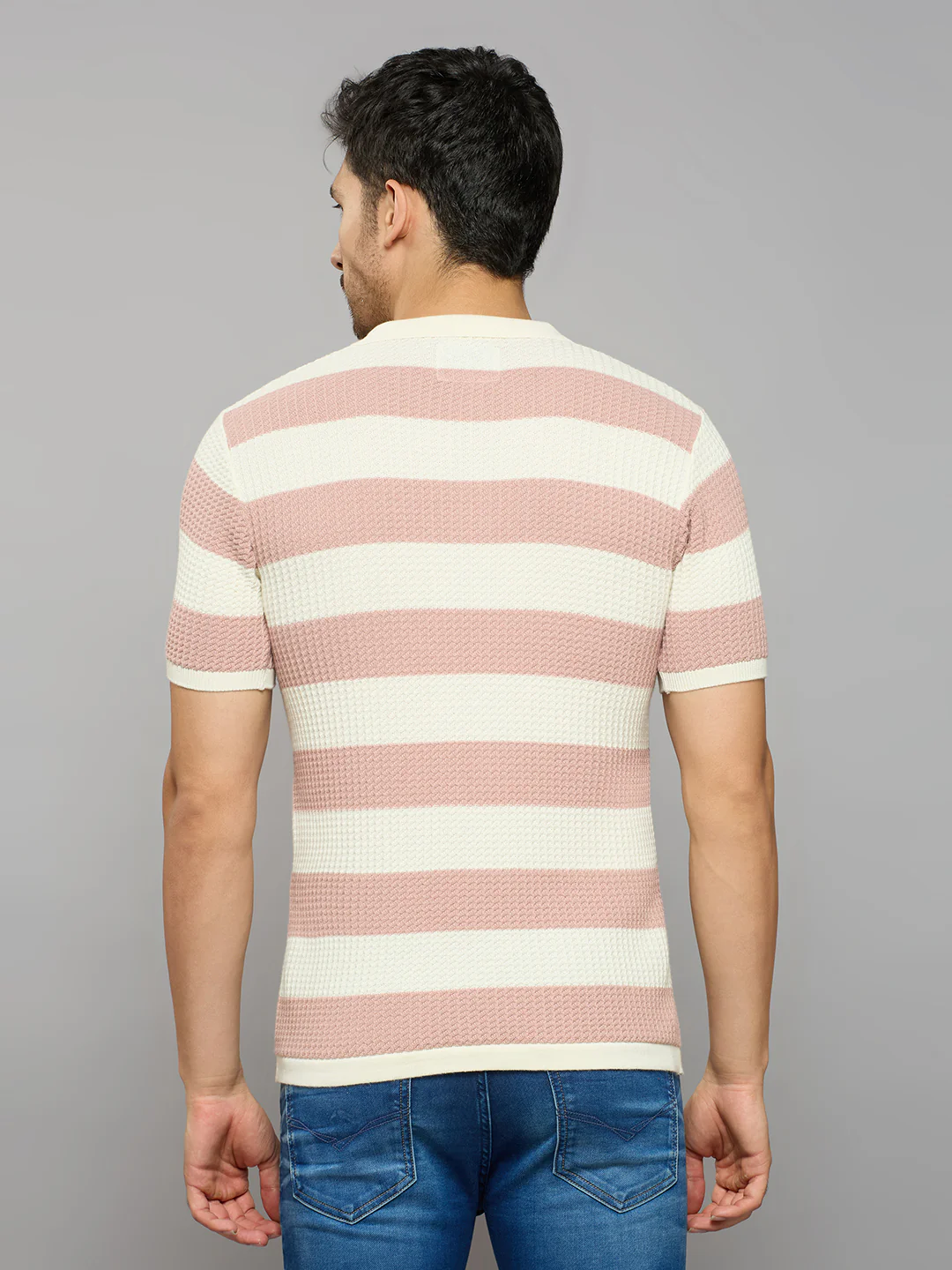 Men's Pink Striped Flat Knits - Image 6