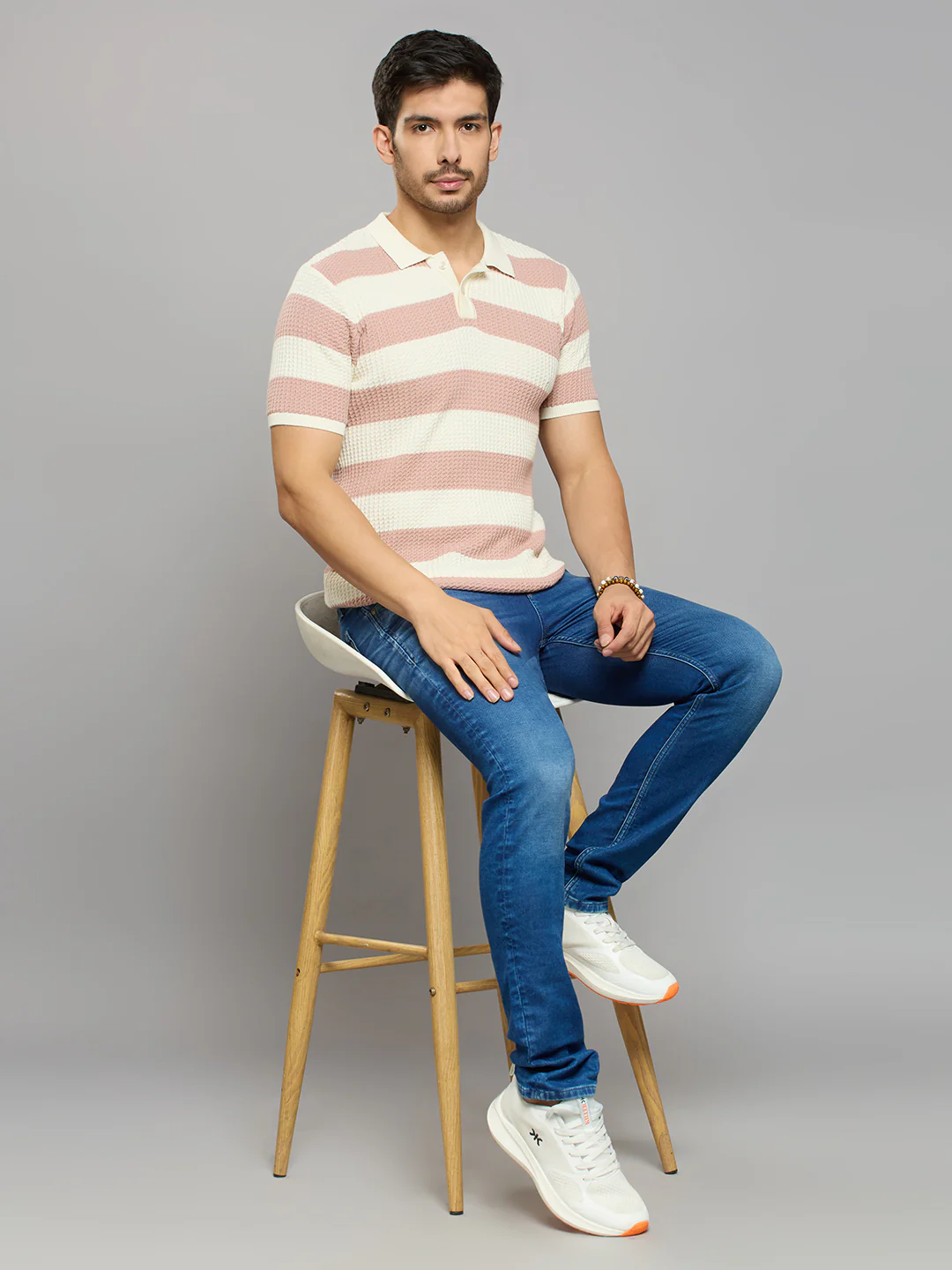 Men's Pink Striped Flat Knits - Image 8