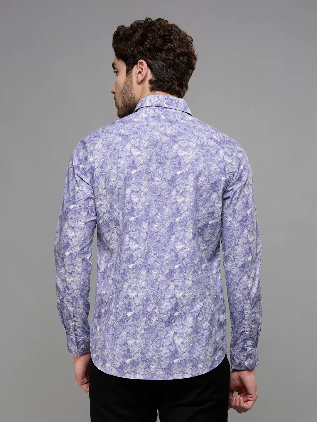 Men's Purple Printed Slim Fit Shirts - Image 6