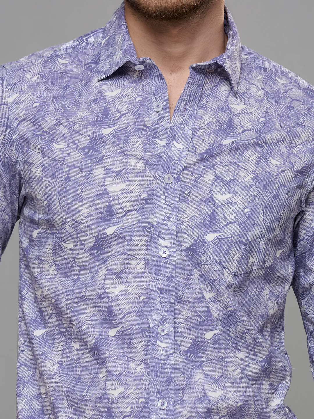 Men's Purple Printed Slim Fit Shirts - Image 7