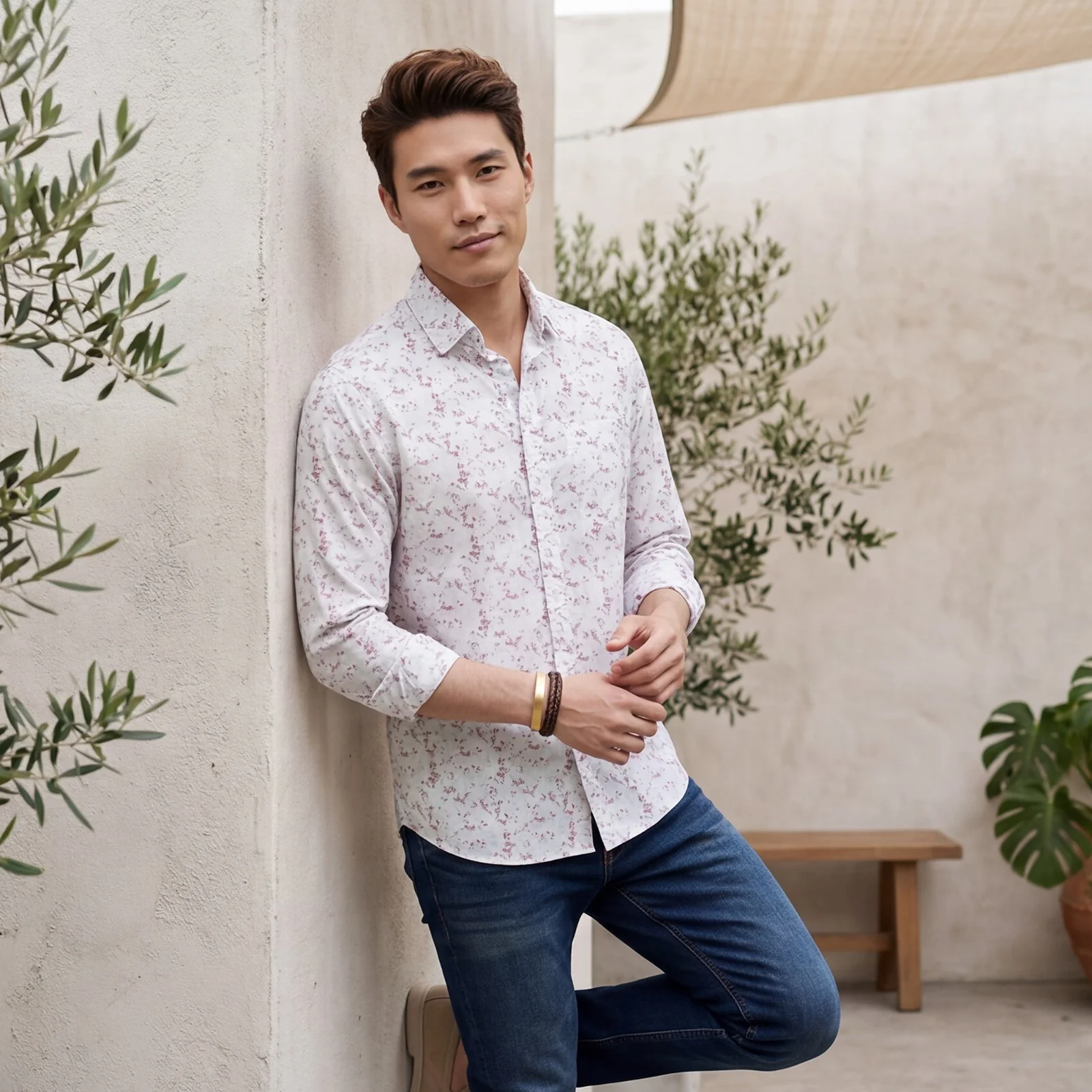 Men's Purple Printed Slim Fit Shirts - Image 2